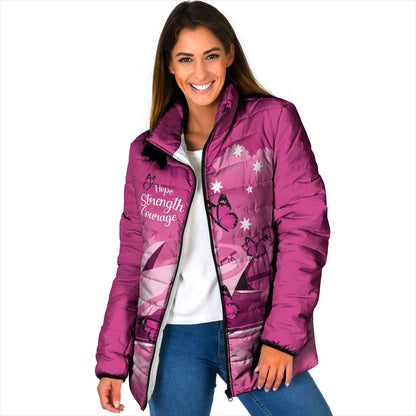 Personalised Australia Breast Cancer Support Padded Jacket Sydney Opera House Butterfly Pink Ribbon
