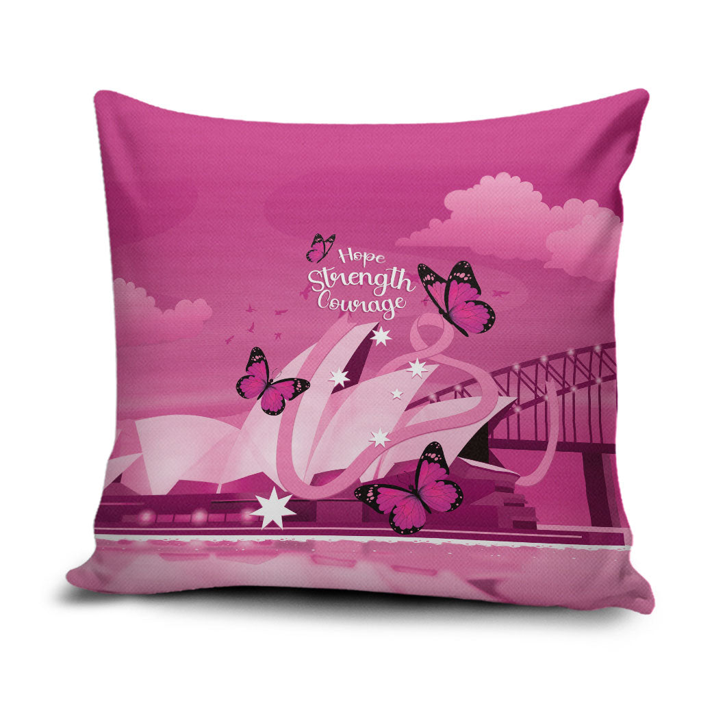 Australia Breast Cancer Support Pillow Cover Sydney Opera House Butterfly Pink Ribbon