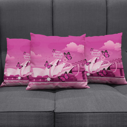 Australia Breast Cancer Support Pillow Cover Sydney Opera House Butterfly Pink Ribbon