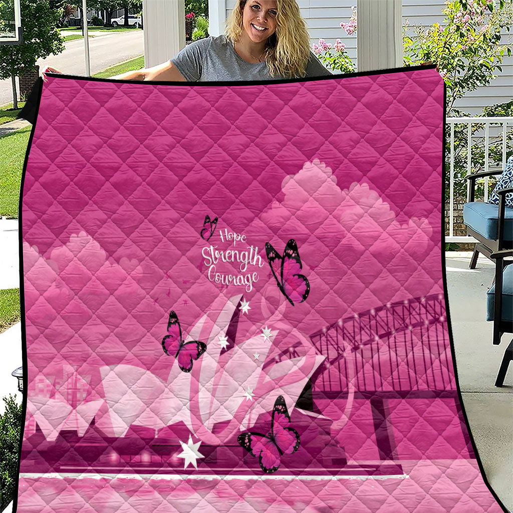 Australia Breast Cancer Support Quilt Sydney Opera House Butterfly Pink Ribbon