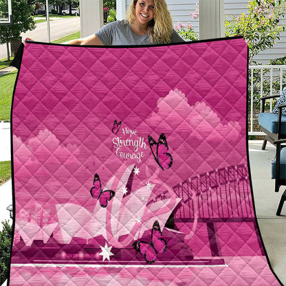 Australia Breast Cancer Support Quilt Sydney Opera House Butterfly Pink Ribbon