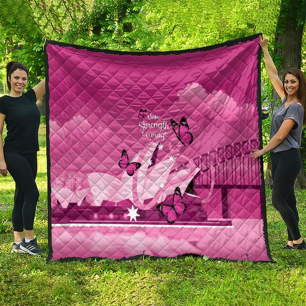 Australia Breast Cancer Support Quilt Sydney Opera House Butterfly Pink Ribbon