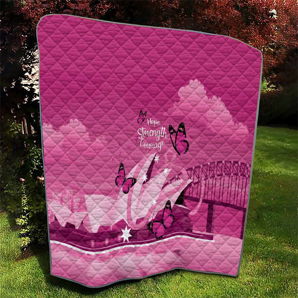 Australia Breast Cancer Support Quilt Sydney Opera House Butterfly Pink Ribbon
