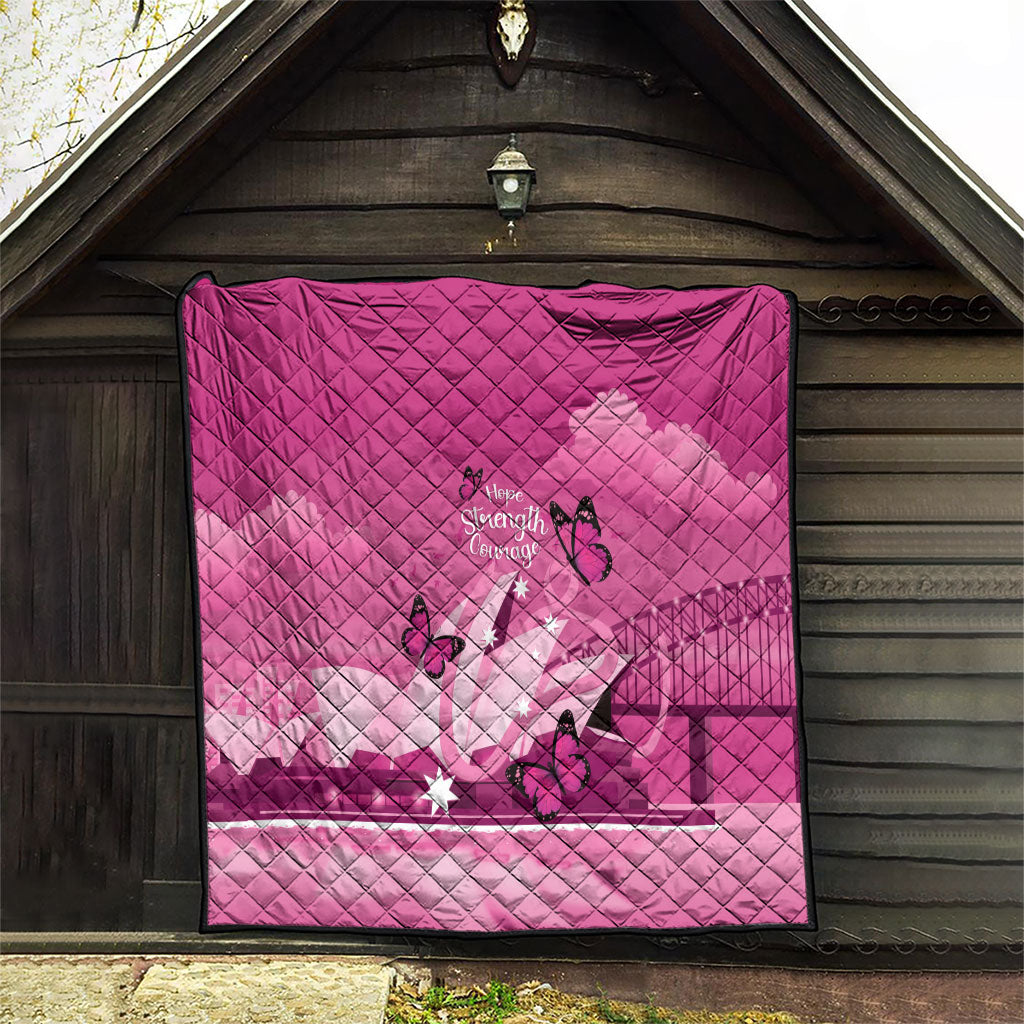 Australia Breast Cancer Support Quilt Sydney Opera House Butterfly Pink Ribbon