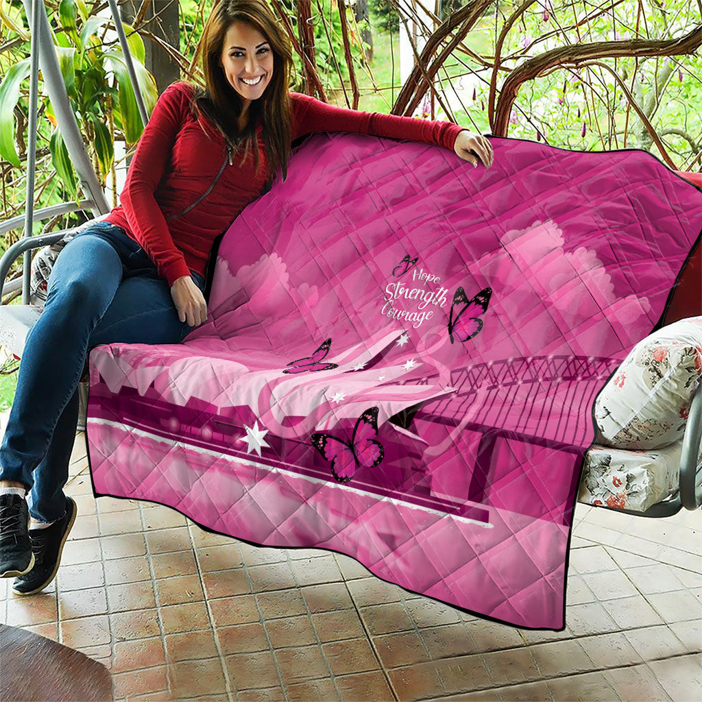Australia Breast Cancer Support Quilt Sydney Opera House Butterfly Pink Ribbon