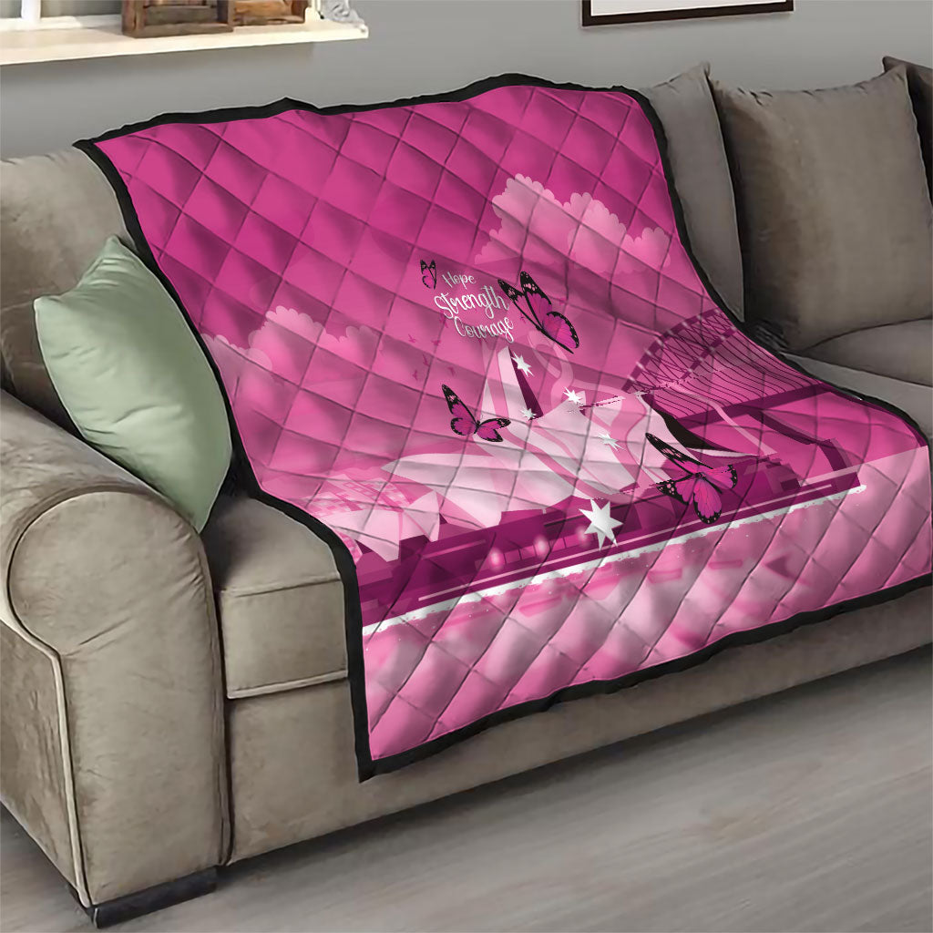 Australia Breast Cancer Support Quilt Sydney Opera House Butterfly Pink Ribbon