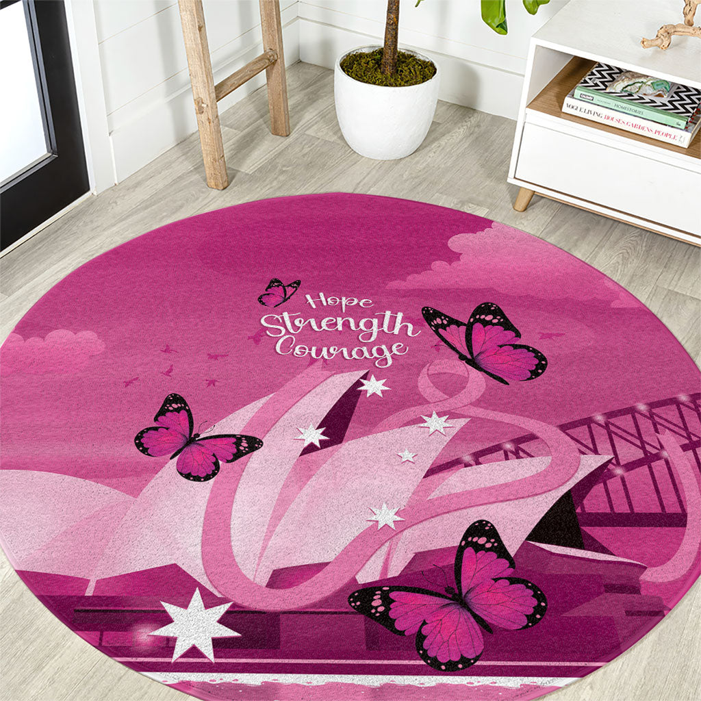Australia Breast Cancer Support Round Carpet Sydney Opera House Butterfly Pink Ribbon