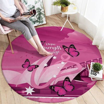 Australia Breast Cancer Support Round Carpet Sydney Opera House Butterfly Pink Ribbon