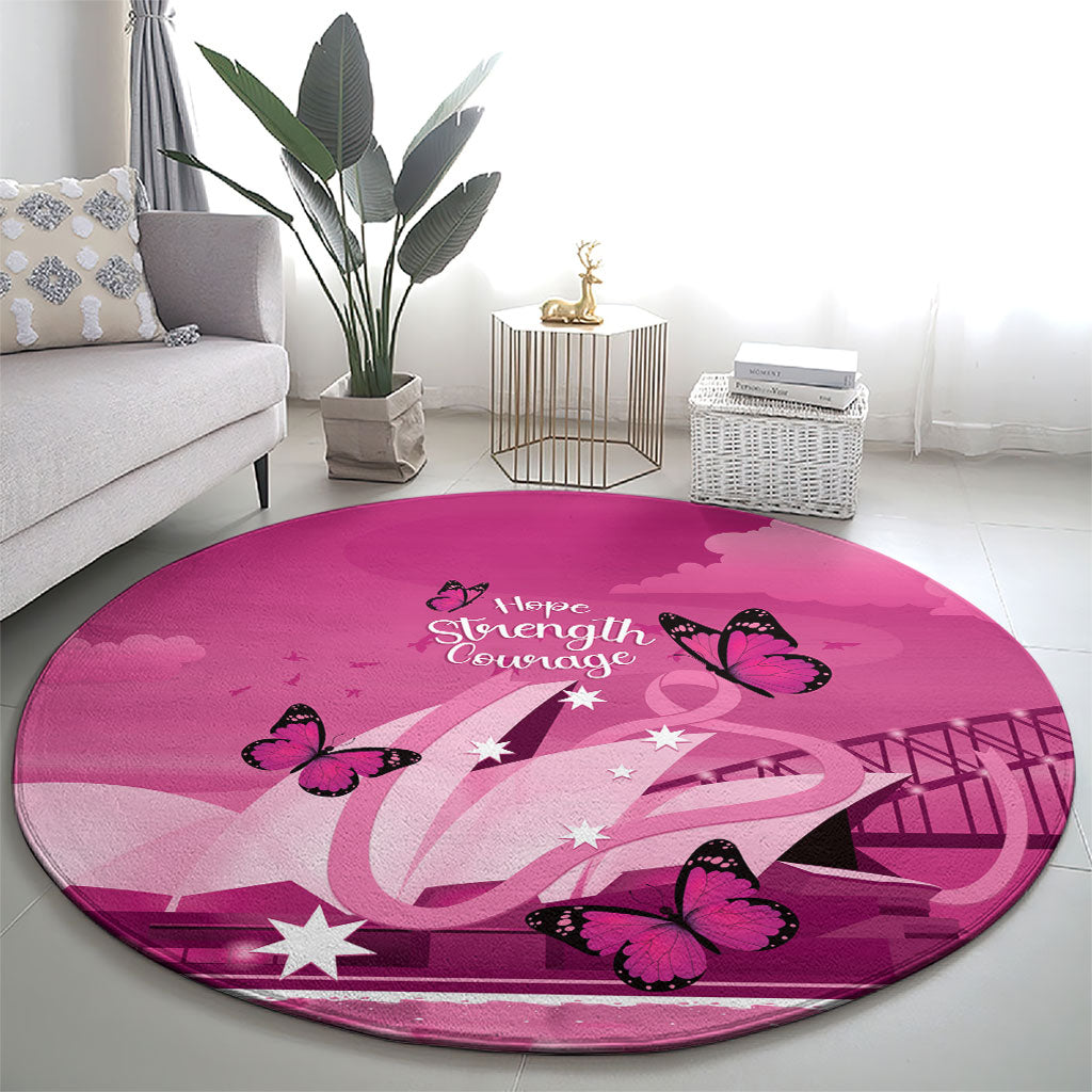 Australia Breast Cancer Support Round Carpet Sydney Opera House Butterfly Pink Ribbon