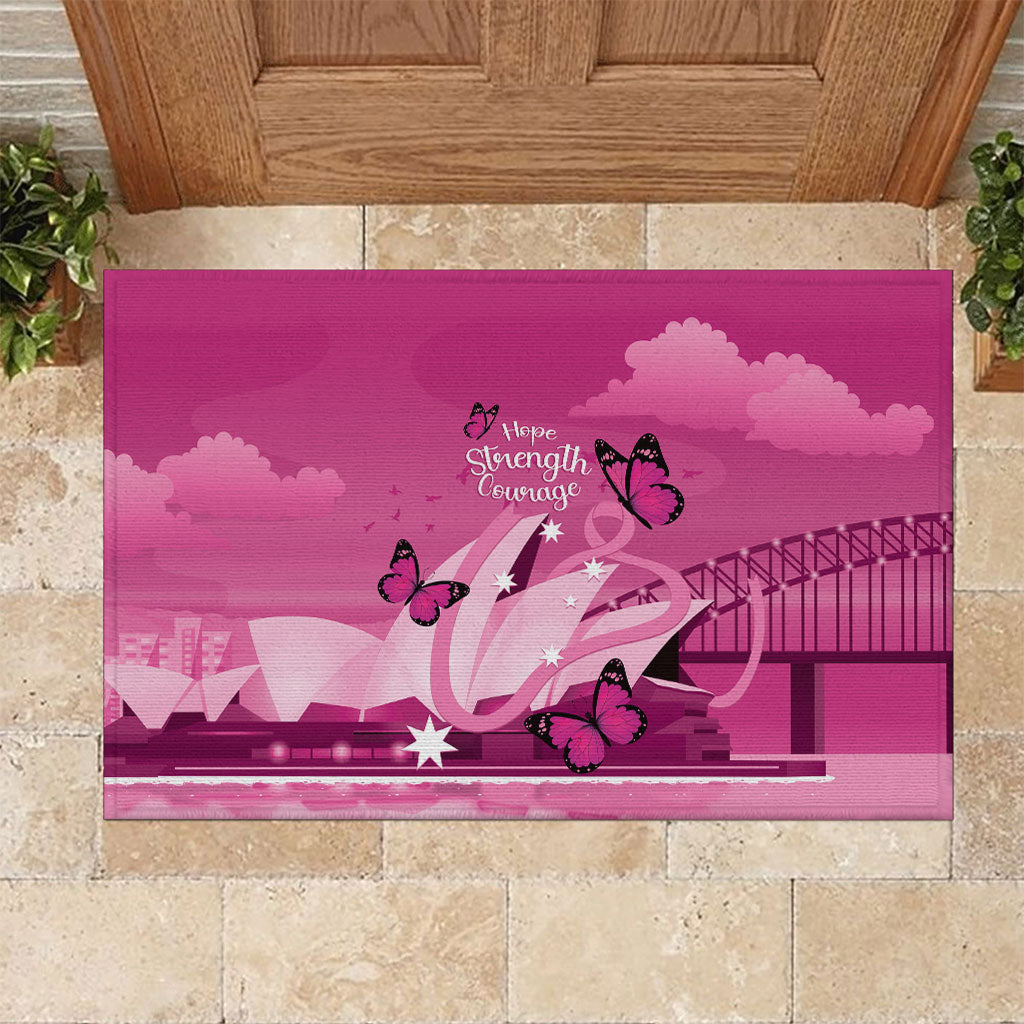 Australia Breast Cancer Support Rubber Doormat Sydney Opera House Butterfly Pink Ribbon