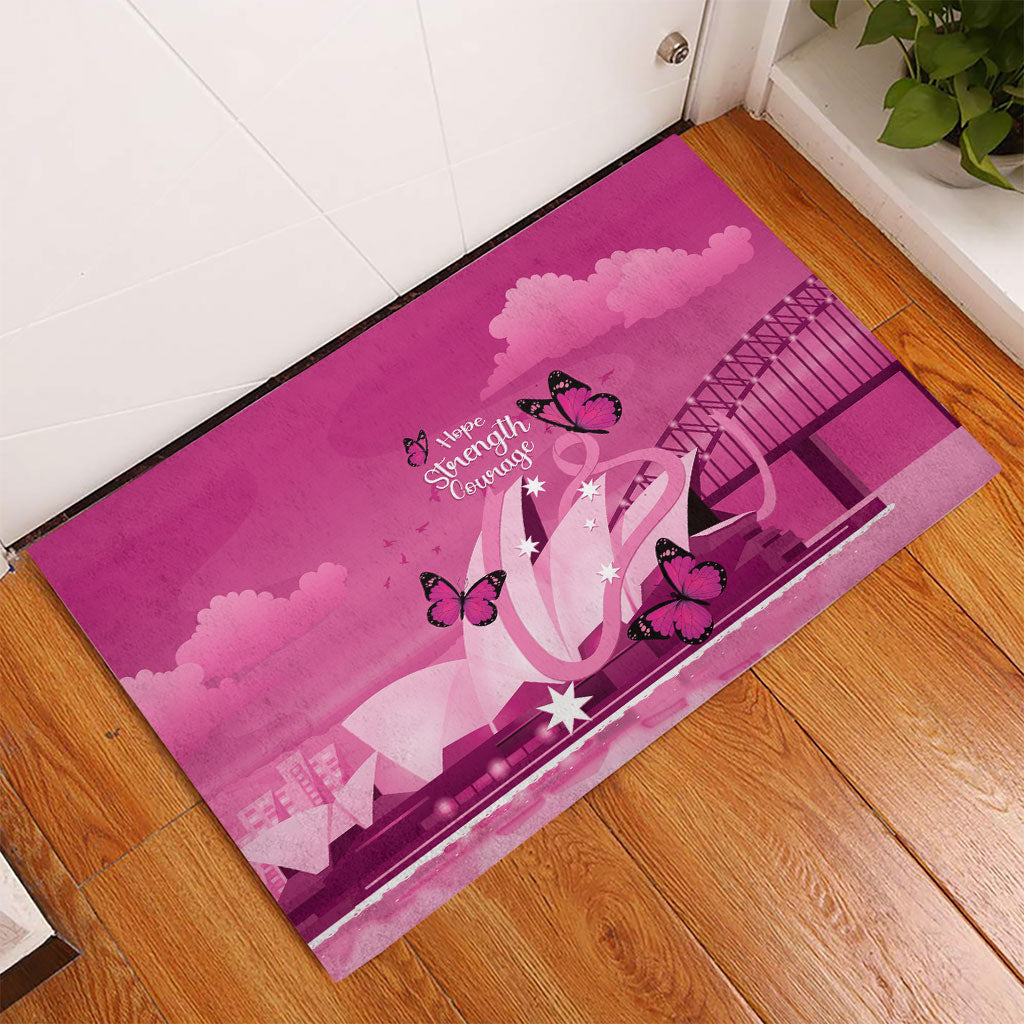 Australia Breast Cancer Support Rubber Doormat Sydney Opera House Butterfly Pink Ribbon