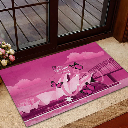 Australia Breast Cancer Support Rubber Doormat Sydney Opera House Butterfly Pink Ribbon