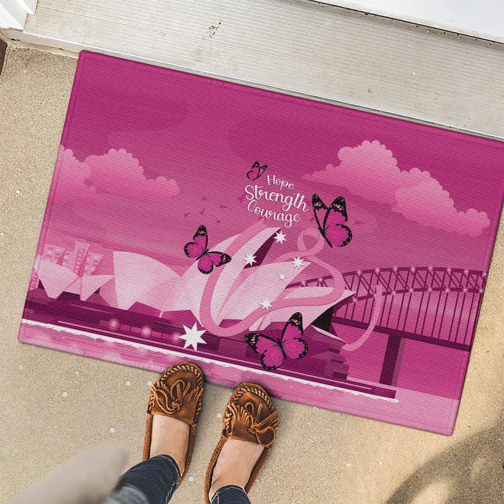 Australia Breast Cancer Support Rubber Doormat Sydney Opera House Butterfly Pink Ribbon