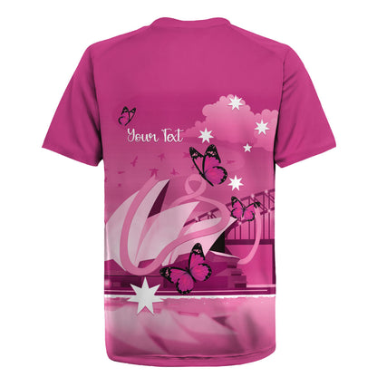 Personalised Australia Breast Cancer Support Rugby Jersey Sydney Opera House Butterfly Pink Ribbon