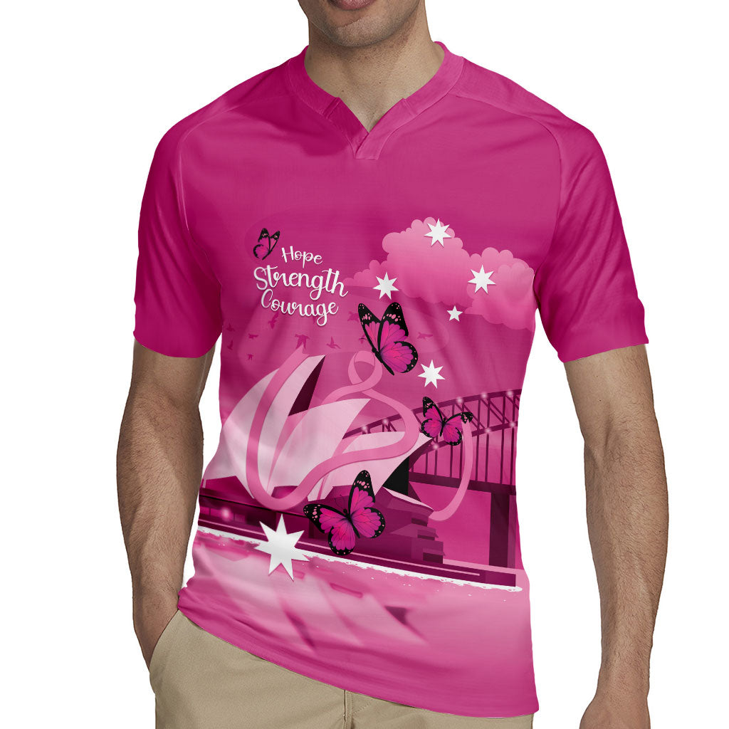 Personalised Australia Breast Cancer Support Rugby Jersey Sydney Opera House Butterfly Pink Ribbon