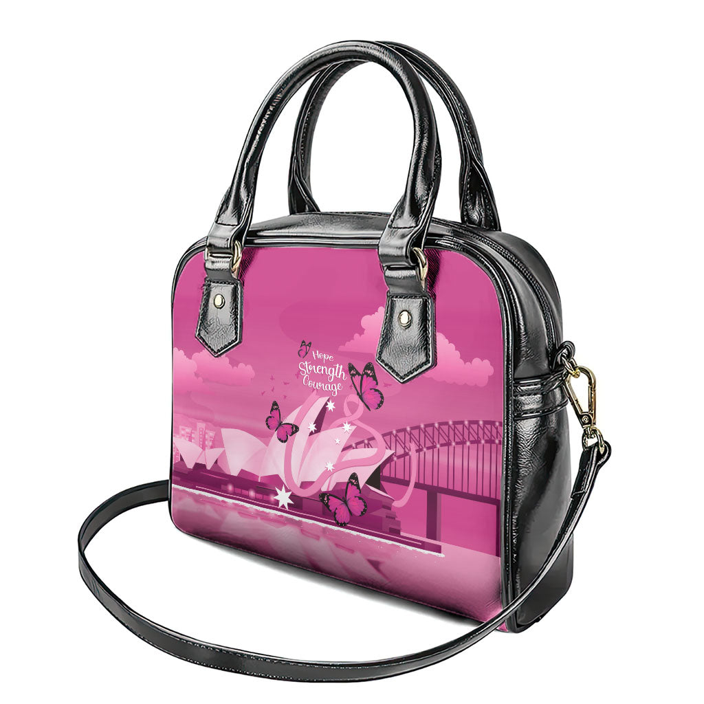 Australia Breast Cancer Support Shoulder Handbag Sydney Opera House Butterfly Pink Ribbon