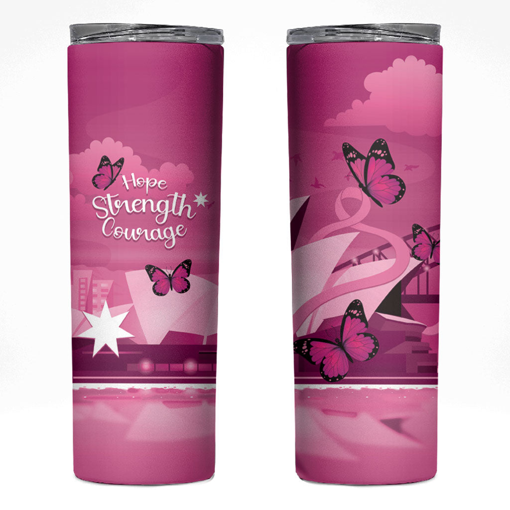 Australia Breast Cancer Support Skinny Tumbler Sydney Opera House Butterfly Pink Ribbon