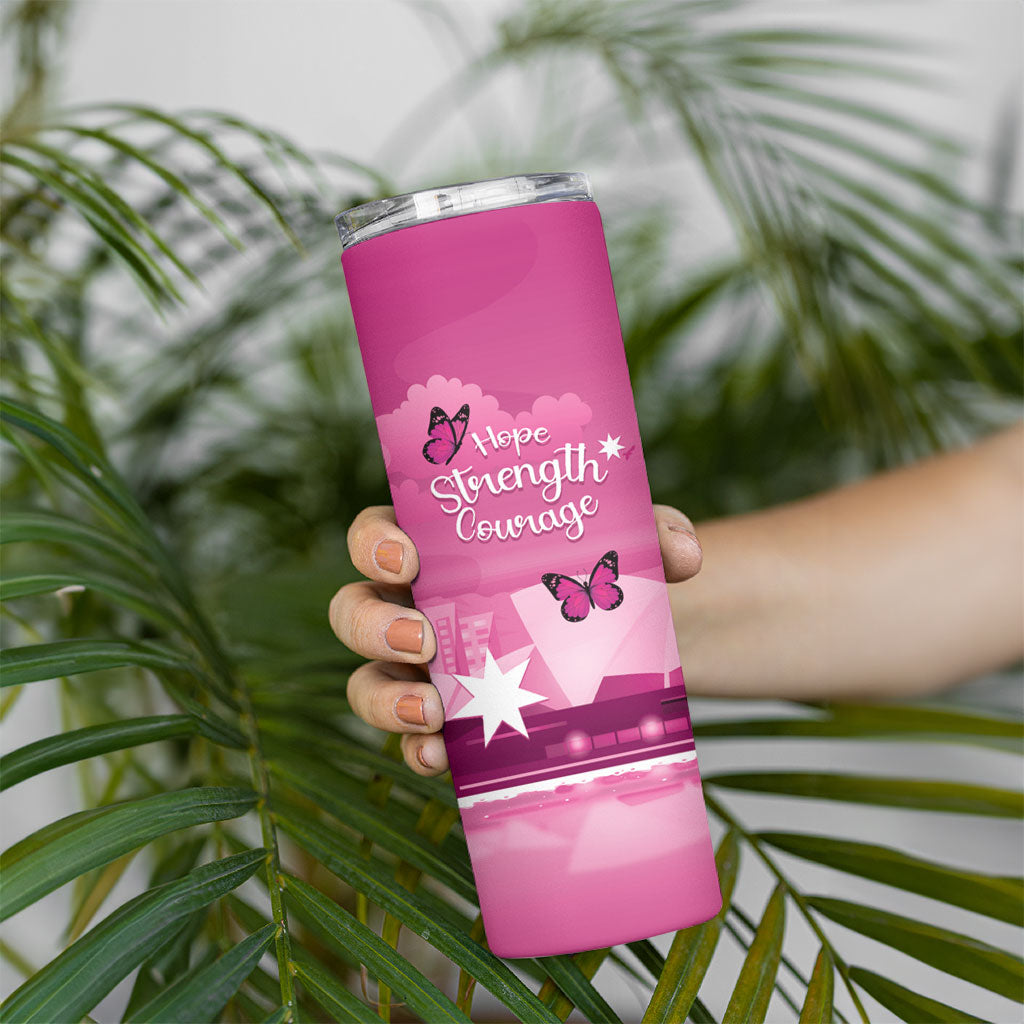 Australia Breast Cancer Support Skinny Tumbler Sydney Opera House Butterfly Pink Ribbon