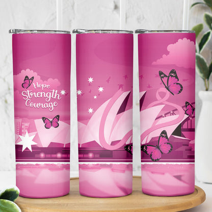 Australia Breast Cancer Support Skinny Tumbler Sydney Opera House Butterfly Pink Ribbon