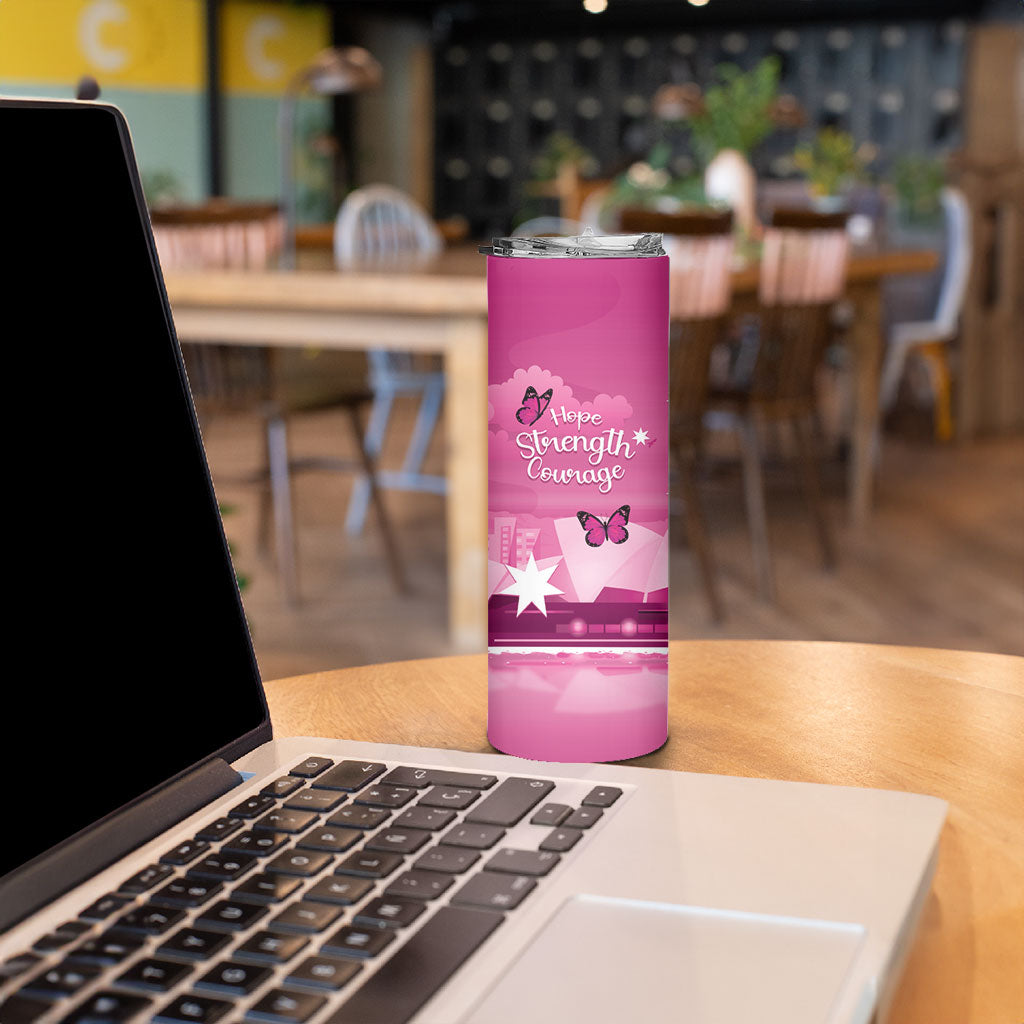 Australia Breast Cancer Support Skinny Tumbler Sydney Opera House Butterfly Pink Ribbon
