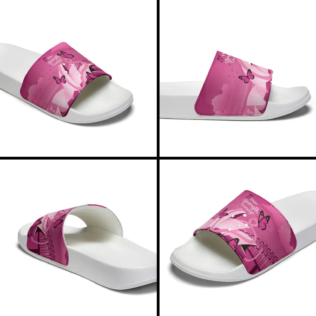 Australia Breast Cancer Support Slide Sandals Sydney Opera House Butterfly Pink Ribbon