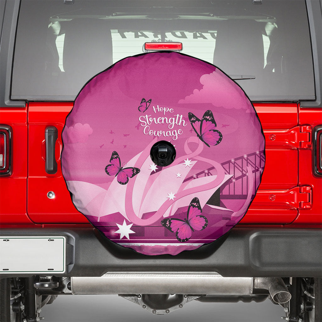 Australia Breast Cancer Support Spare Tire Cover Sydney Opera House Butterfly Pink Ribbon