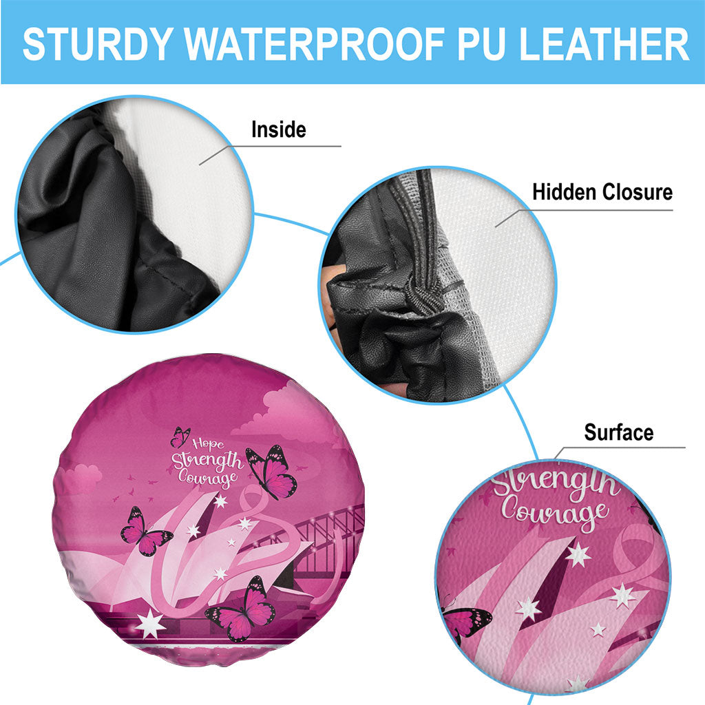 Australia Breast Cancer Support Spare Tire Cover Sydney Opera House Butterfly Pink Ribbon