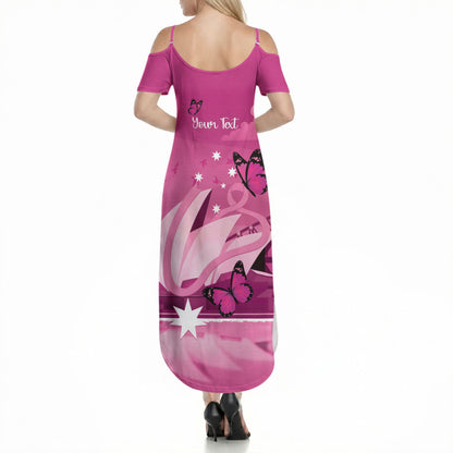 Personalised Australia Breast Cancer Support Summer Maxi Dress Sydney Opera House Butterfly Pink Ribbon