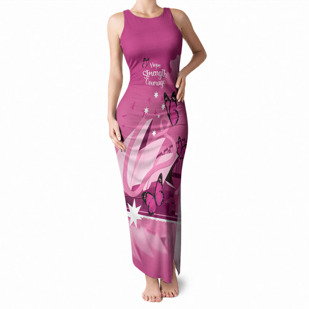Personalised Australia Breast Cancer Support Tank Maxi Dress Sydney Opera House Butterfly Pink Ribbon