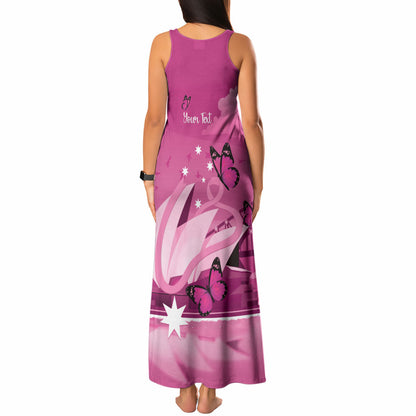 Personalised Australia Breast Cancer Support Tank Maxi Dress Sydney Opera House Butterfly Pink Ribbon