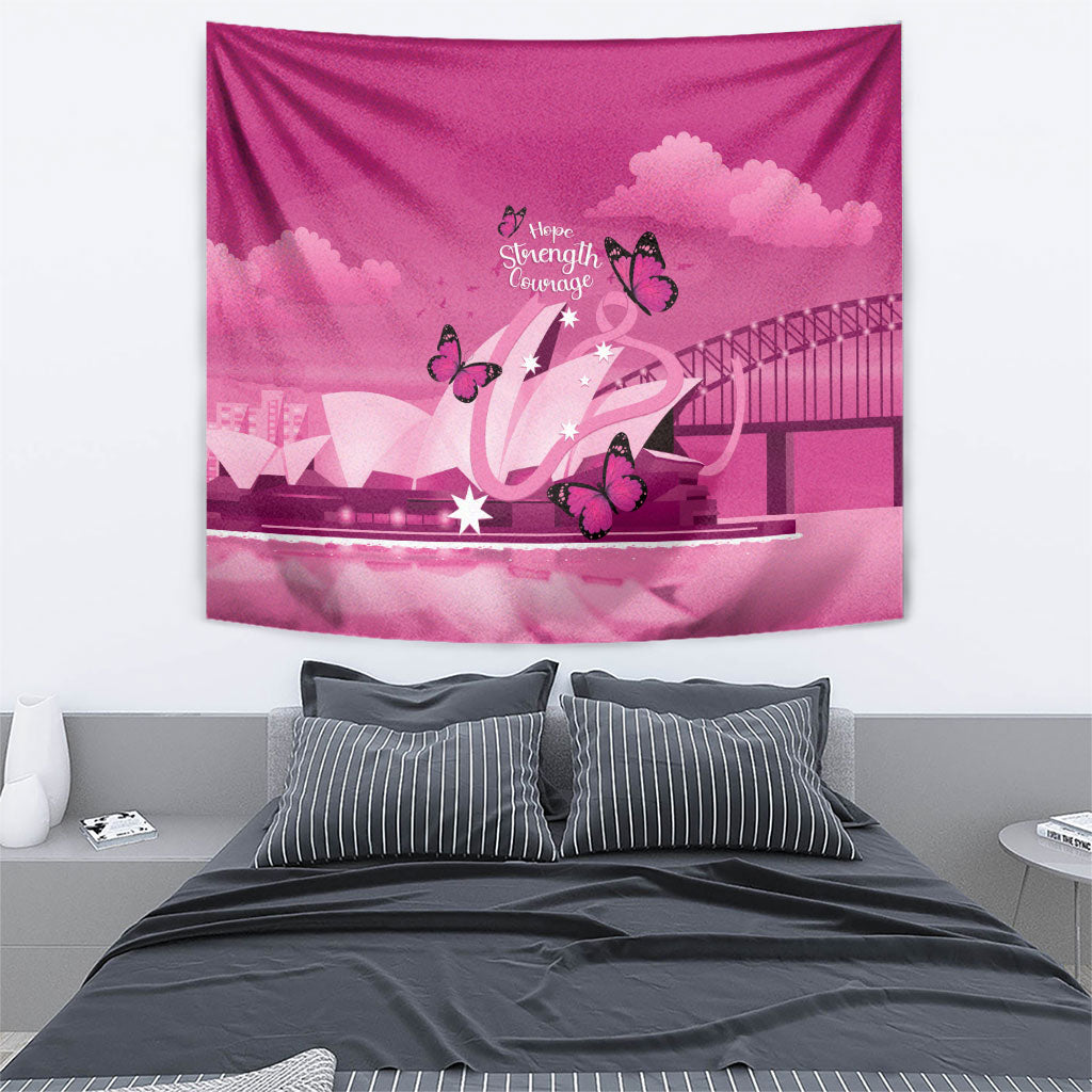 Australia Breast Cancer Support Tapestry Sydney Opera House Butterfly Pink Ribbon