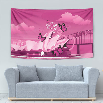 Australia Breast Cancer Support Tapestry Sydney Opera House Butterfly Pink Ribbon