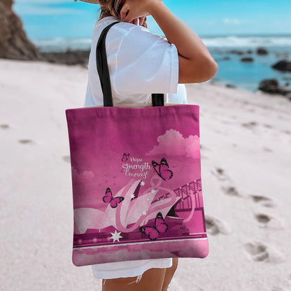 Australia Breast Cancer Support Tote Bag Sydney Opera House Butterfly Pink Ribbon