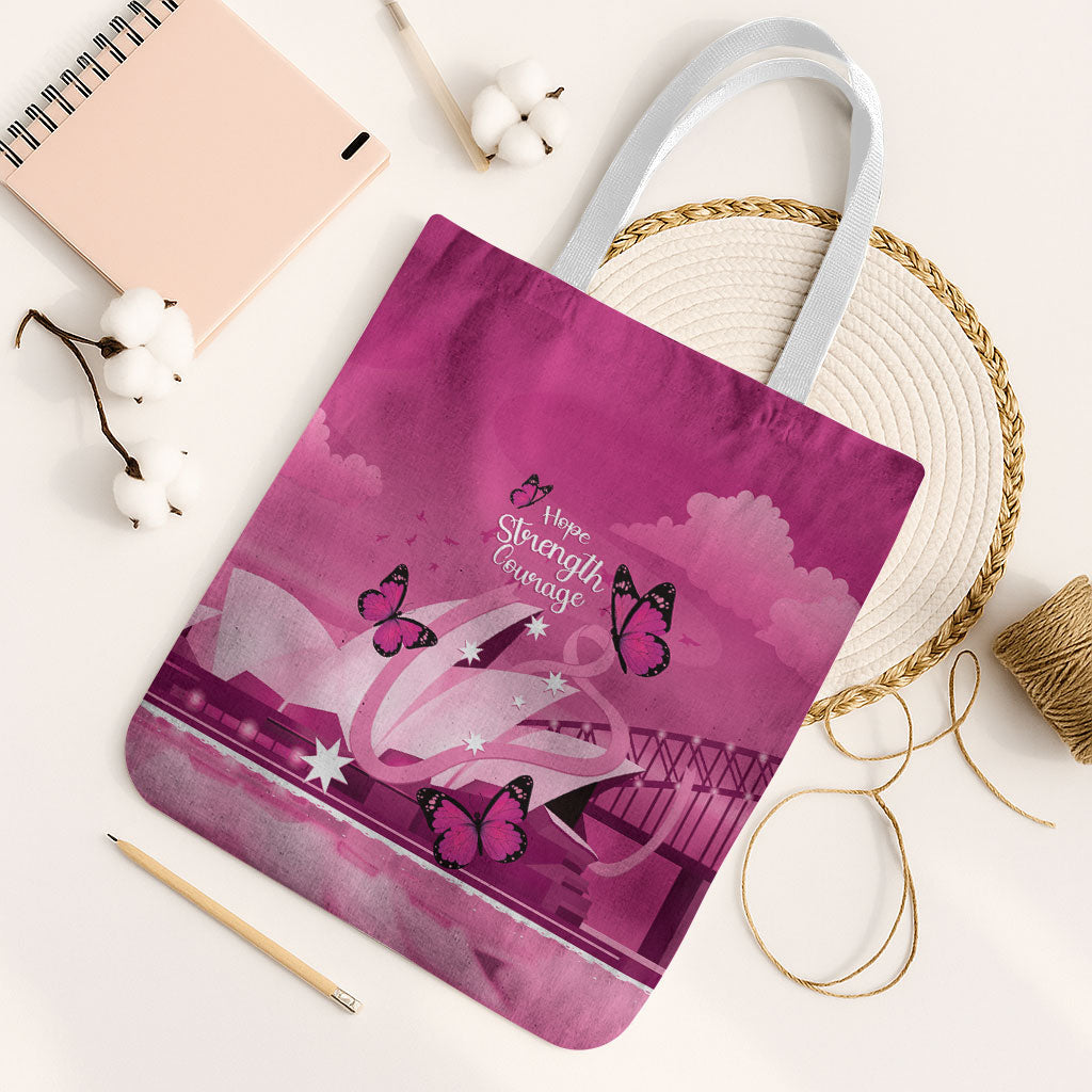 Australia Breast Cancer Support Tote Bag Sydney Opera House Butterfly Pink Ribbon