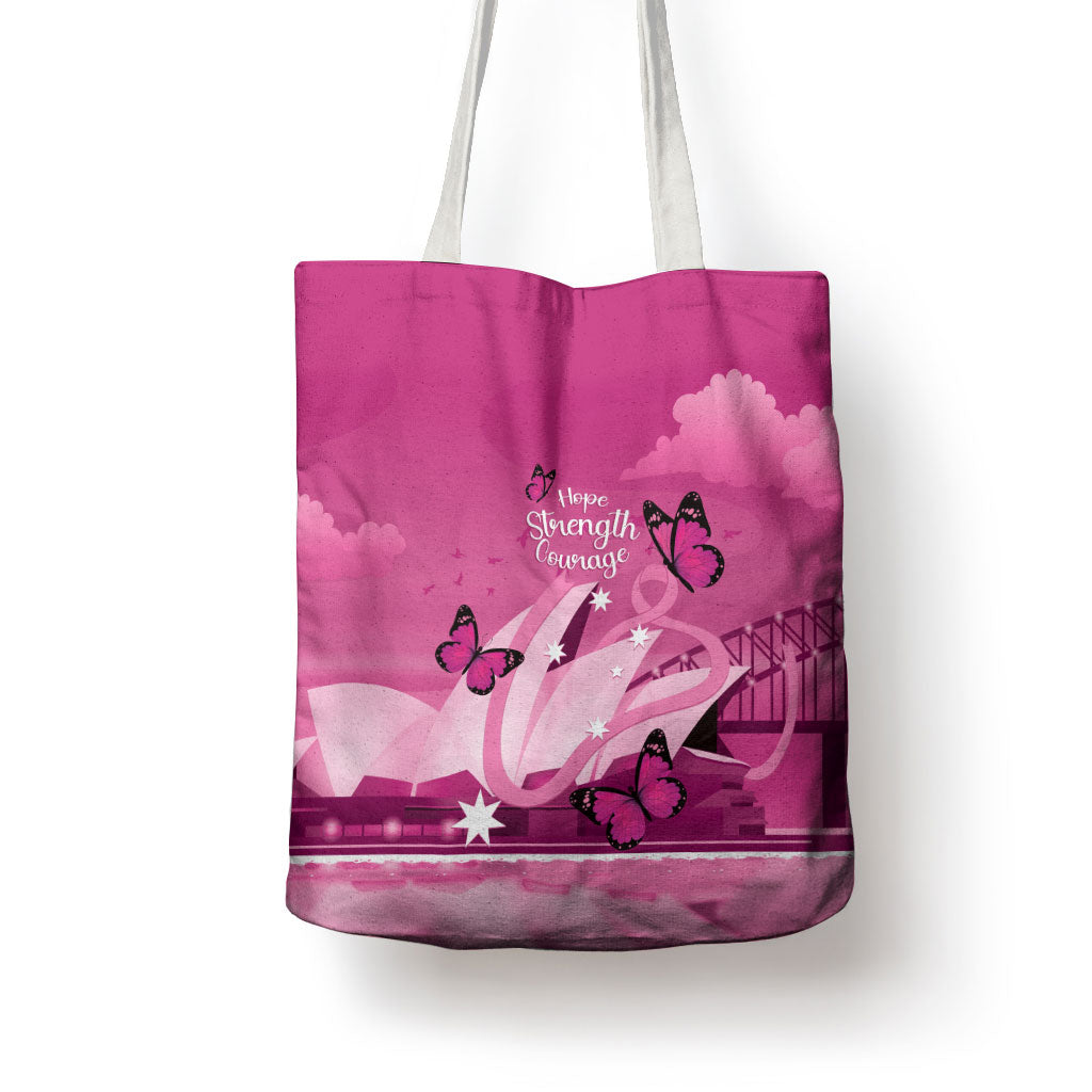 Australia Breast Cancer Support Tote Bag Sydney Opera House Butterfly Pink Ribbon