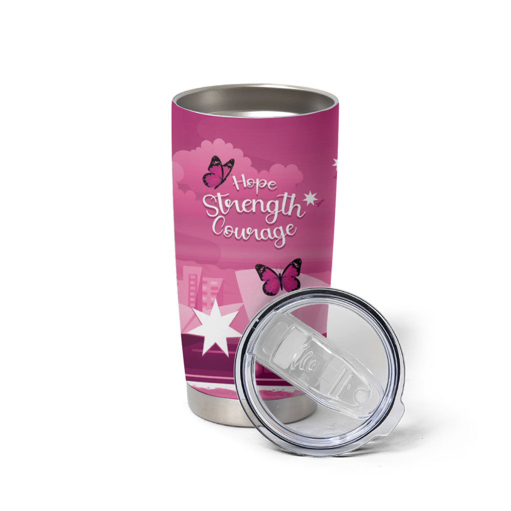 Australia Breast Cancer Support Tumbler Cup Sydney Opera House Butterfly Pink Ribbon