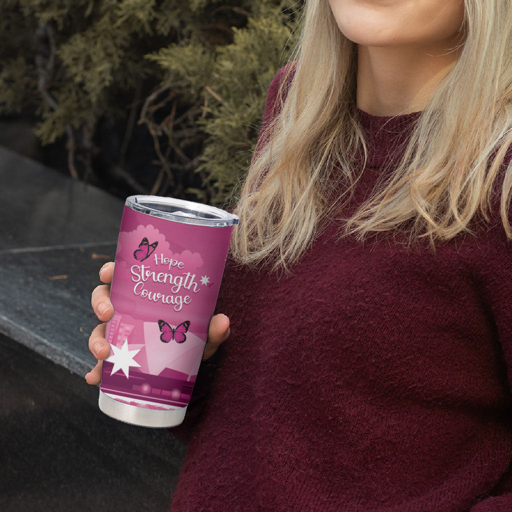 Australia Breast Cancer Support Tumbler Cup Sydney Opera House Butterfly Pink Ribbon