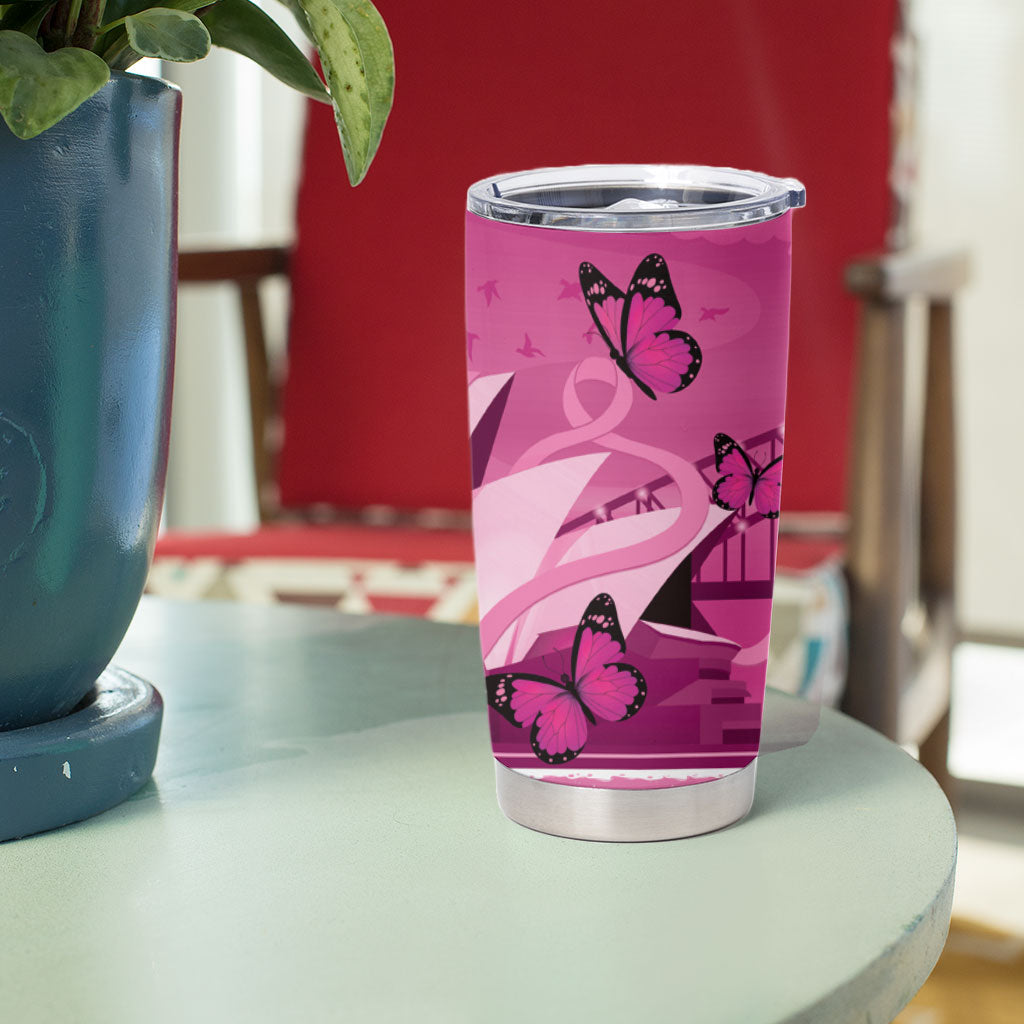 Australia Breast Cancer Support Tumbler Cup Sydney Opera House Butterfly Pink Ribbon
