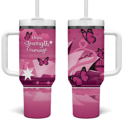 Australia Breast Cancer Support Tumbler With Handle Sydney Opera House Butterfly Pink Ribbon