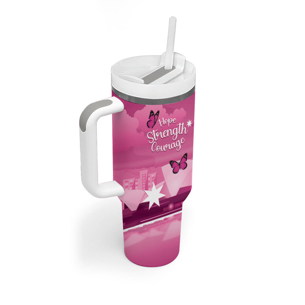 Australia Breast Cancer Support Tumbler With Handle Sydney Opera House Butterfly Pink Ribbon