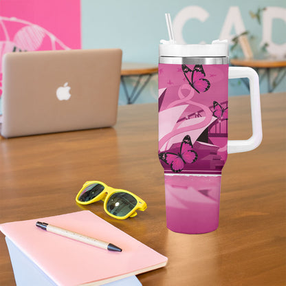 Australia Breast Cancer Support Tumbler With Handle Sydney Opera House Butterfly Pink Ribbon