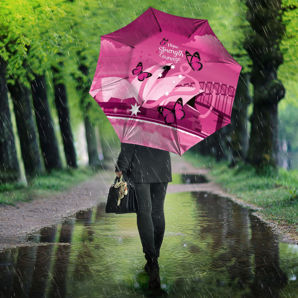 Australia Breast Cancer Support Umbrella Sydney Opera House Butterfly Pink Ribbon