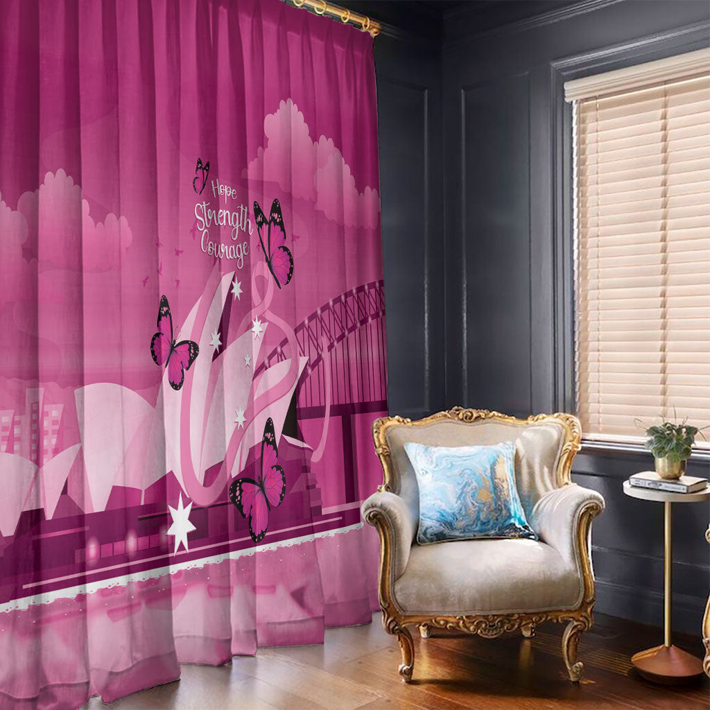 Australia Breast Cancer Support Window Curtain Sydney Opera House Butterfly Pink Ribbon