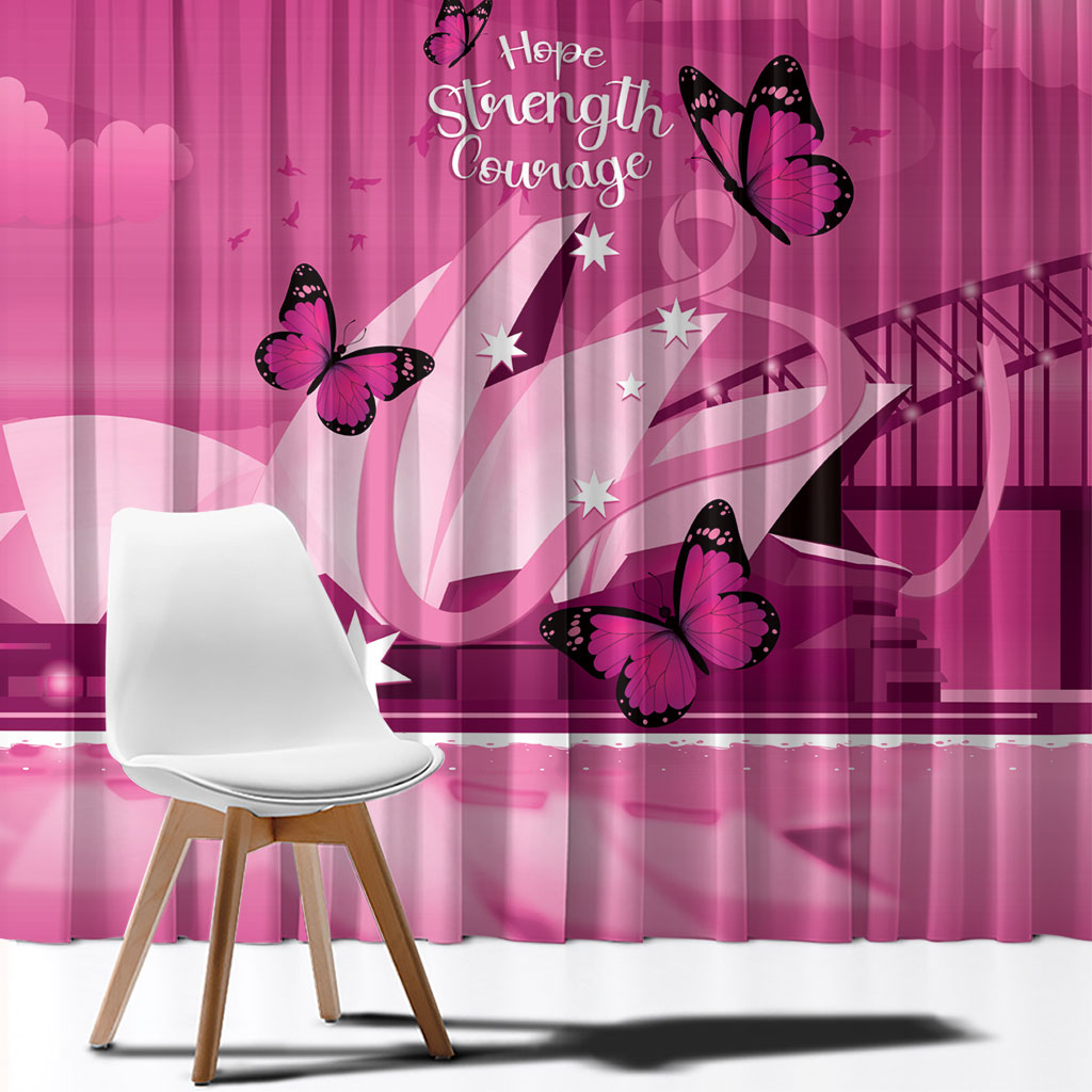 Australia Breast Cancer Support Window Curtain Sydney Opera House Butterfly Pink Ribbon