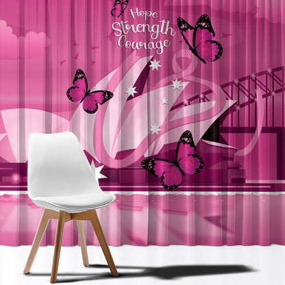 Australia Breast Cancer Support Window Curtain Sydney Opera House Butterfly Pink Ribbon