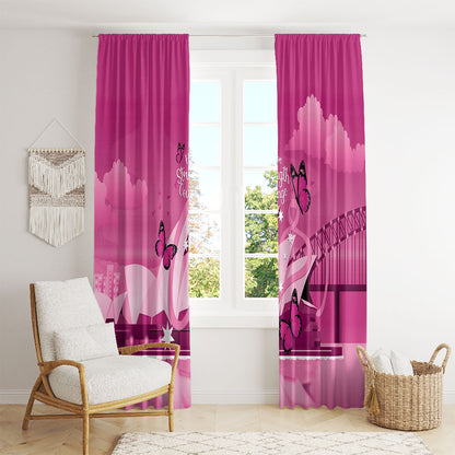 Australia Breast Cancer Support Window Curtain Sydney Opera House Butterfly Pink Ribbon