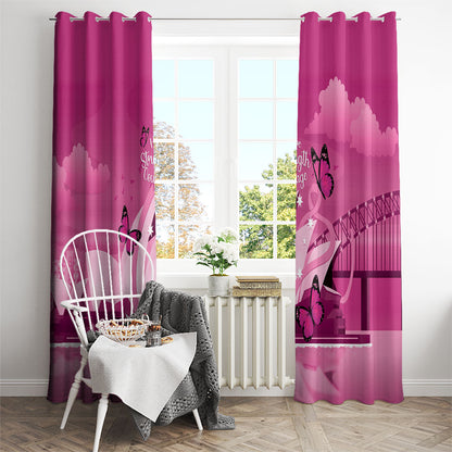 Australia Breast Cancer Support Window Curtain Sydney Opera House Butterfly Pink Ribbon