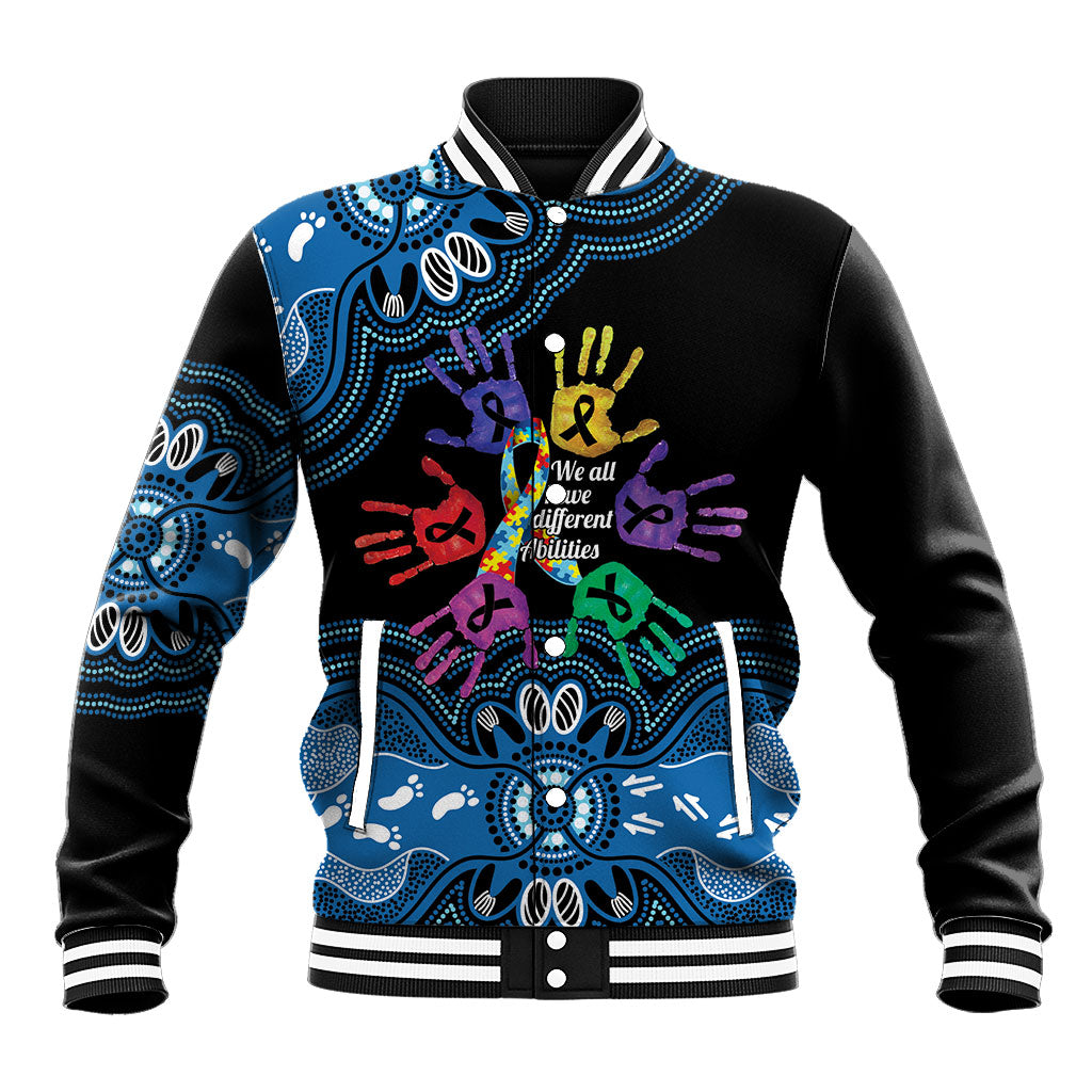 Autism Support Australia Indigenous Baseball Jacket We All Have Different Abilities