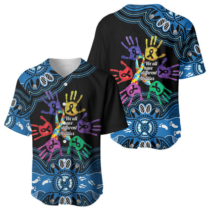 Autism Support Australia Indigenous Baseball Jersey We All Have Different Abilities