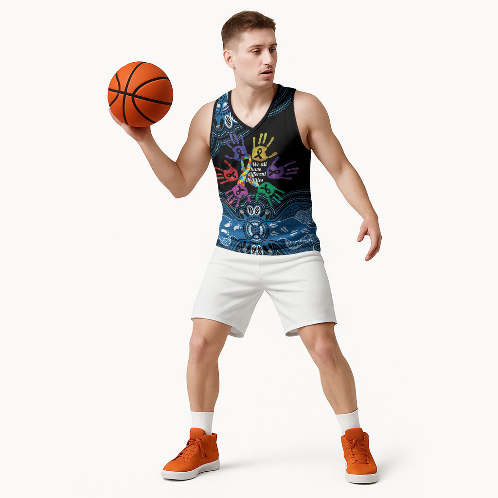 Autism Support Australia Indigenous Basketball Jersey We All Have Different Abilities